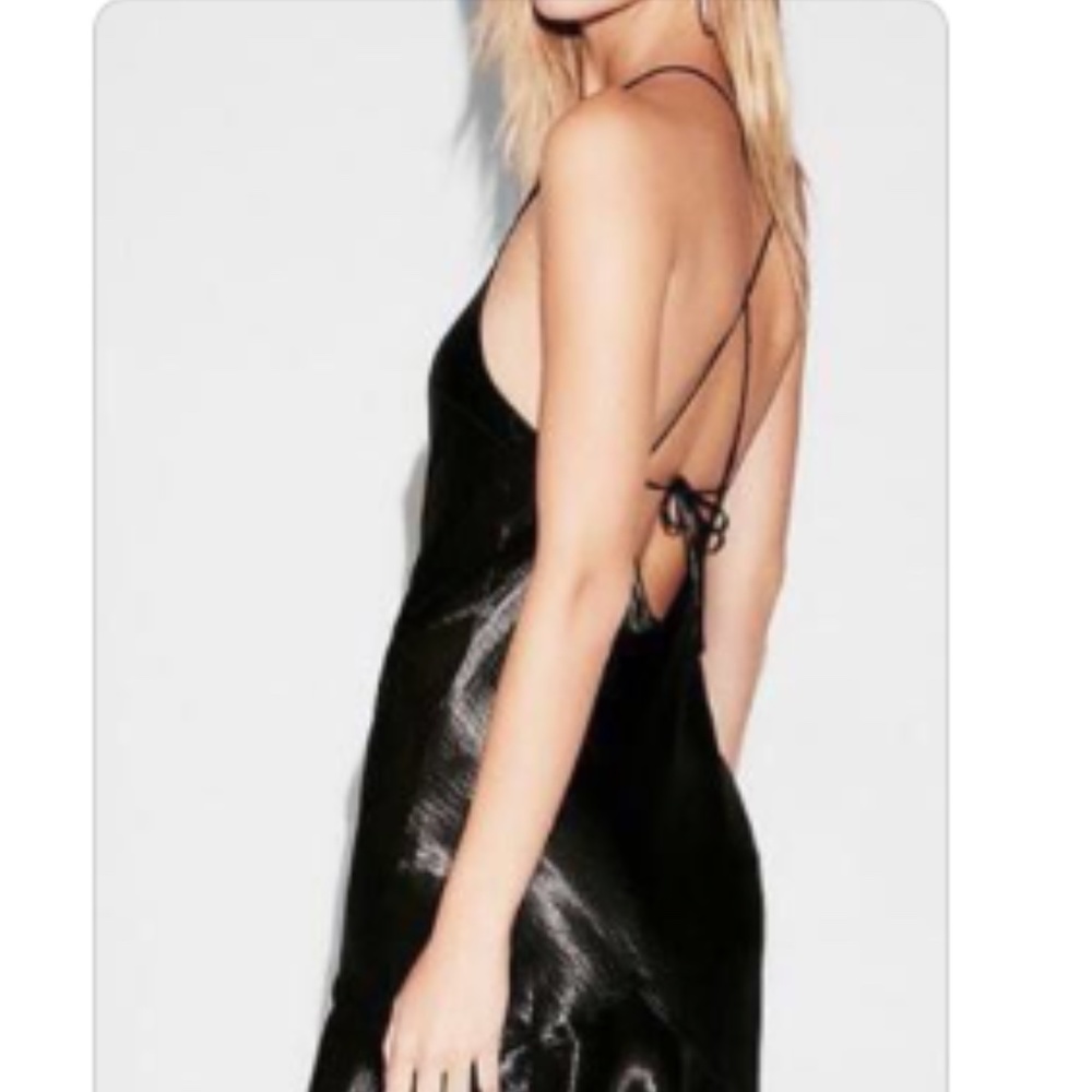 Express black halter open back satin maxi dress - Picture 5 of 14